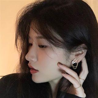 Safety Pin Earring 1 Pair - 925 Silver - Gold - One Size