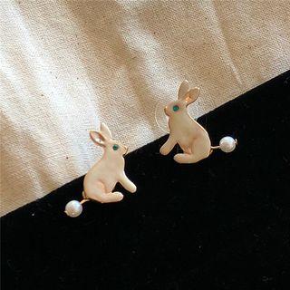Faux Pearl Alloy Rabbit Earring