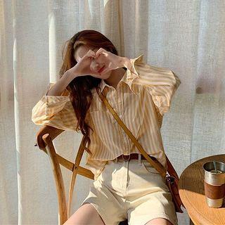 Long-sleeve Striped Shirt Stripe - Yellow - One Size