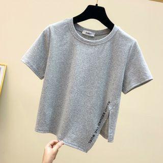 Short-sleeve Lettering Print Irregular T-shirt