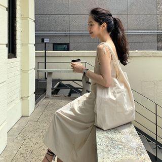 Tie-shoulder Monotone Dress