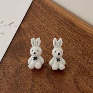 Rabbit Flannel Earring 1 Pair - White - One Size