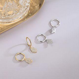 Rhinestone Palm Dangle Hoop Earring