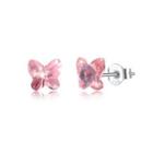 925 Sterling Silve Elegant Noble Romantic Butterfly Earrings With Red Austrian Element Crystal Silver - One Size