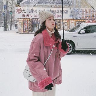 Faux Shearling Zip Biker Jacket