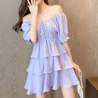 Off-shoulder Two Ways Layered Mini Dress