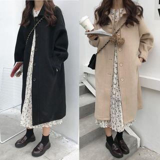 Long Sleeve Woolen Coat / Floral Printed Dress