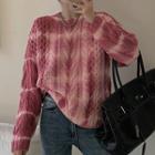 Gradient Tie-dye Knit Sweater Purple - One Size