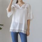 Ruffled-sleeve Laced Tunic