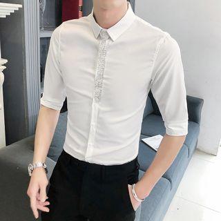 Elbow-sleeve Rhinestone Shirt