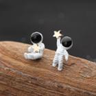 Astronaut & Star Stud Earring Stud Earring - 1 Pair - Non Matching - Astronaut - White - One Size