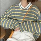 Striped Collared Long-sleeve T-shirt