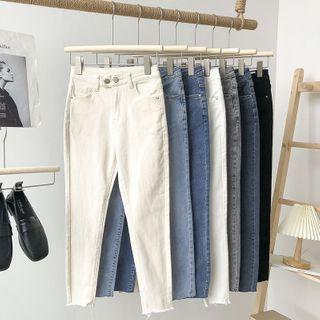 High-waist Denim Shift Cropped Pants