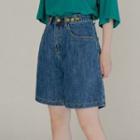 High-waist Straight-leg Denim Shorts
