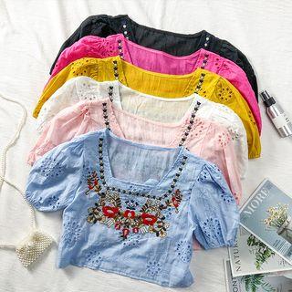 Embroidered Crop Blouse