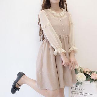 Ruffle Chiffon Top / Sleeveless A-line Dress