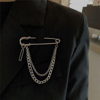 Safety Pin Chained Brooch As Shown In Figure - One Size