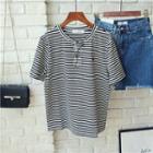 Beetle Embroidered Striped Short Sleeve T-shirt