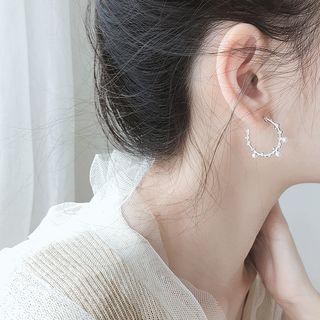 Faux Pearl Hoop Earring 1 Pair - Silver - One Size