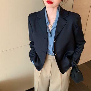 Long-sleeve Plain Shirt / Blazer / Wide Leg Dress Pants