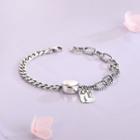 925 Sterling Silver Bracelet Brs221 - Silver - One Size