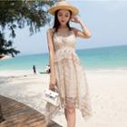 Spaghetti-strap A-line Lace Dress