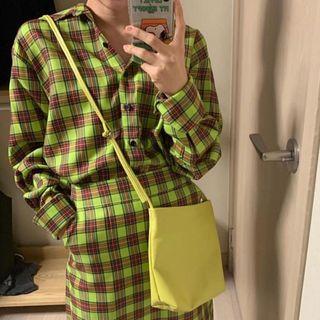 Plaid Shirt / Midi H-line Skirt