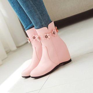 Floral Faux Leather Mid-calf Boots
