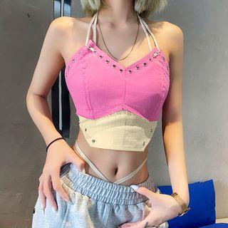 Halter Two-tone Camisole Top
