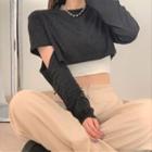 Long-sleeve T-shirt / Strappy Top / Wide-leg Pants / Set