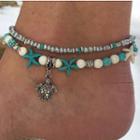 Turquoise Faux Pearl Starfish Sea Turtle Pendant Anket