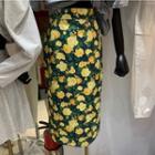 High-waist Floral Medium Long A-line Skirt
