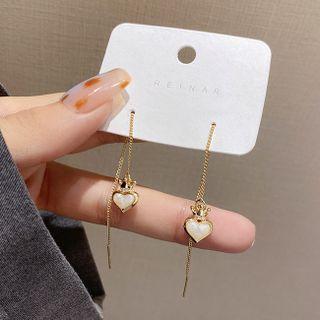 Heart Alloy Dangle Earring 1 Pair - E3366 - 925 Silver - Gold - One Size