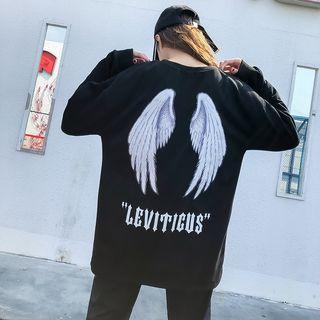 Wings Print Sweatshirt Black - One Size