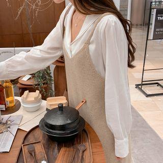Sailor-collar Button-down Blouse
