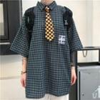 Check Polo Shirt With Tie Green - One Size
