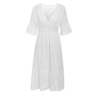 Ruffled Sleeve Lace Trim Sundress