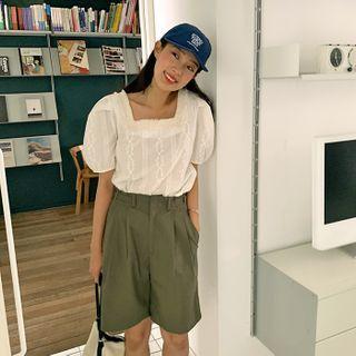 Tab-waist Bermuda Shorts