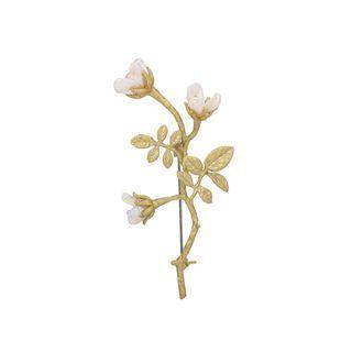 Simple And Elegant Enamel Flower Plant Brooch Silver - One Size