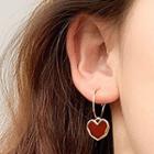 Heart Drop Earring 1 Pair - Earrings - Red Heart - Gold - One Size