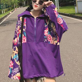 Mock-neck Floral Print Sweatshirt