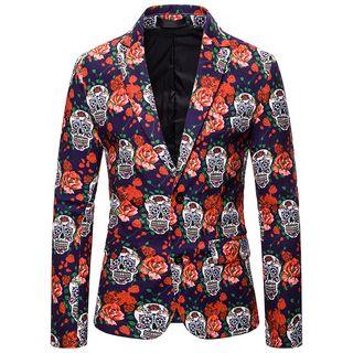 Skull Print Single-breasted Blazer