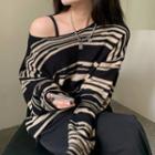 Irregular Striped Sweater As Shown In Figure - One Size