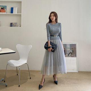 Knit & Tulle Mock Two-piece Dress