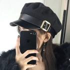 Buckled Faux Leather Newsboy Cap