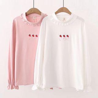 Embroidery Frilled Trim Pullover