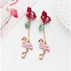 Floral Flamingo Drop Earring / Clip-on Earring