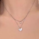 Cz Heart Necklace 1 Pc - Silver - One Size