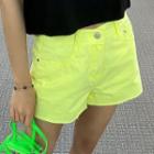 Neon Fray-hem A-line Shorts