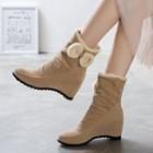 Bow Accent Platform Wedge Short Boots